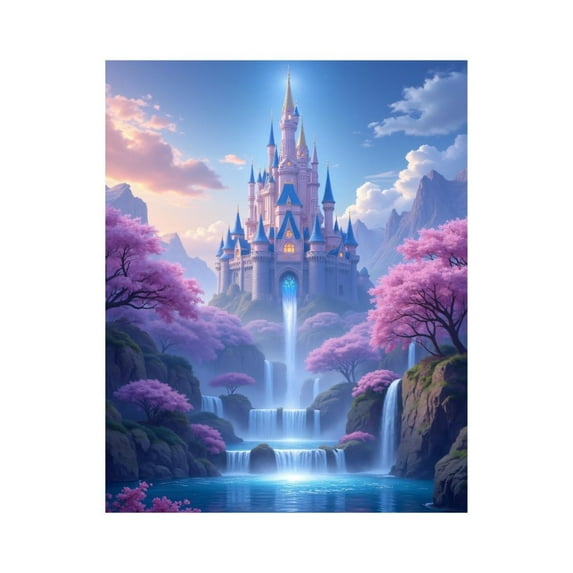 Paint by Numbers Kit for Adults, Mystical Castle Cherry Blossoms Waterfalls Paint by Numbers, Easy Paint by Numbers Kit for Adults Beginner, DIY Adult Paint by Number Kits on Canvas, Home Decor