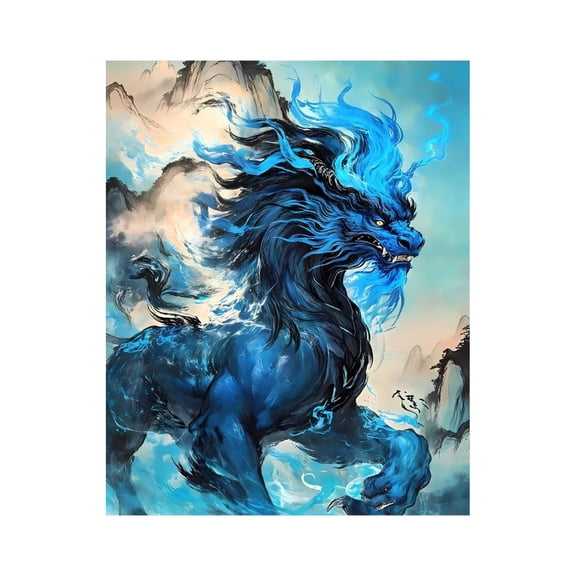 Paint by Numbers Kit for Adults, Mythical Blue Creature Mountains Fantasy Paint by Numbers, Easy Paint by Numbers Kit for Adults Beginner, DIY Adult Paint by Number Kits on Canvas, 12x16in Home Decor