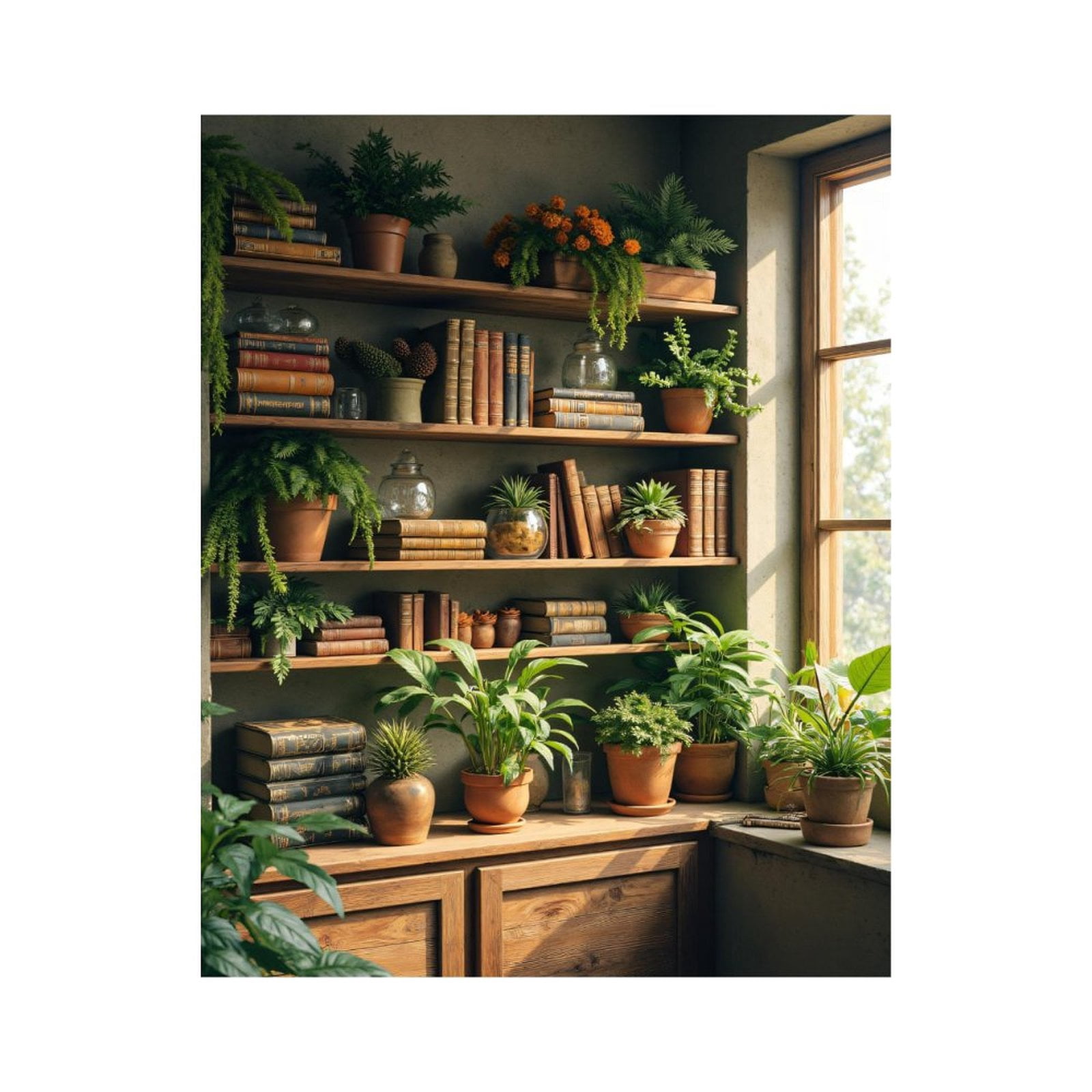 Paint by Numbers Kit for Adults, Natural Bookshelf Decor Lush Plants Paint by Numbers, Easy Paint by Numbers Kit for Adults Beginner, DIY Adult Paint by Number Kits on Canvas, 12x16in Home Decor