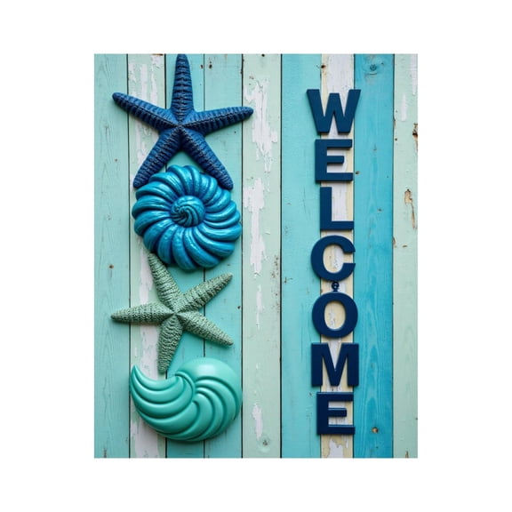 Paint by Numbers Kit for Adults, Nautical Welcome Sign Starfish Decor Paint by Numbers, Easy Paint by Numbers Kit for Adults Beginner, DIY Adult Paint by Number Kits on Canvas, 12x16in Home Decor