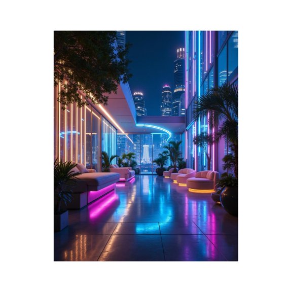 Paint by Numbers Kit for Adults, Neon Cityscape Rooftop Lounge Paint by Numbers, Easy Paint by Numbers Kit for Adults Beginner, DIY Adult Paint by Number Kits on Canvas, Home Decor