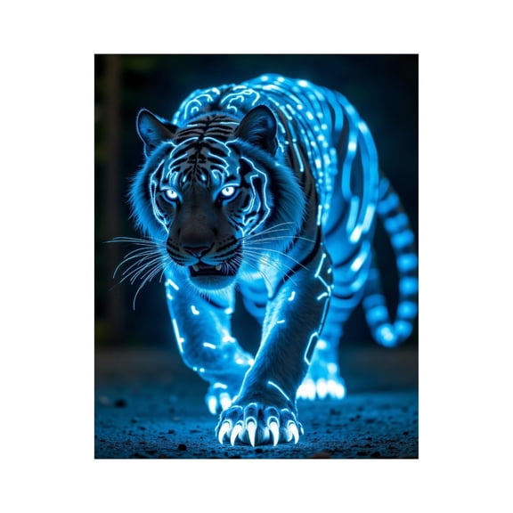 Paint by Numbers Kit for Adults, Neon Cyber Tiger Night Glow Paint by Numbers, Easy Paint by Numbers Kit for Adults Beginner, DIY Adult Paint by Number Kits on Canvas, Home Decor
