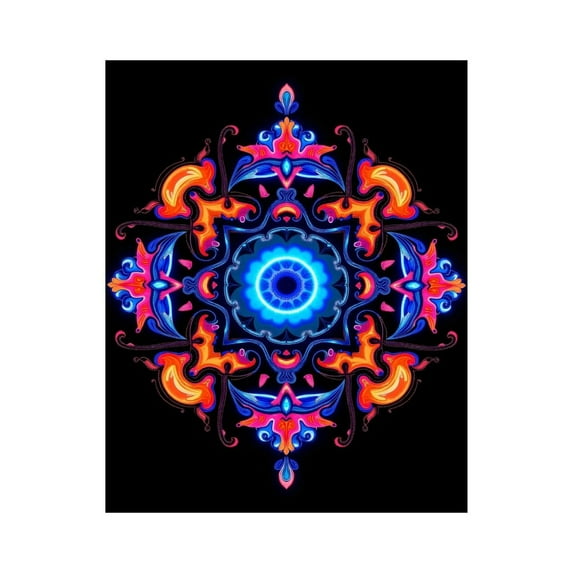 Paint by Numbers Kit for Adults, Neon Mandala Art Symmetrical Design Paint by Numbers, Easy Paint by Numbers Kit for Adults Beginner, DIY Adult Paint by Number Kits on Canvas, 12x16in Home Decor