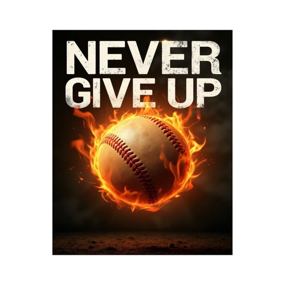 Paint by Numbers Kit for Adults, Never Give Up Burning Baseball Paint by Numbers, Easy Paint by Numbers Kit for Adults Beginner, DIY Adult Paint by Number Kits on Canvas, 12x16in Home Decor