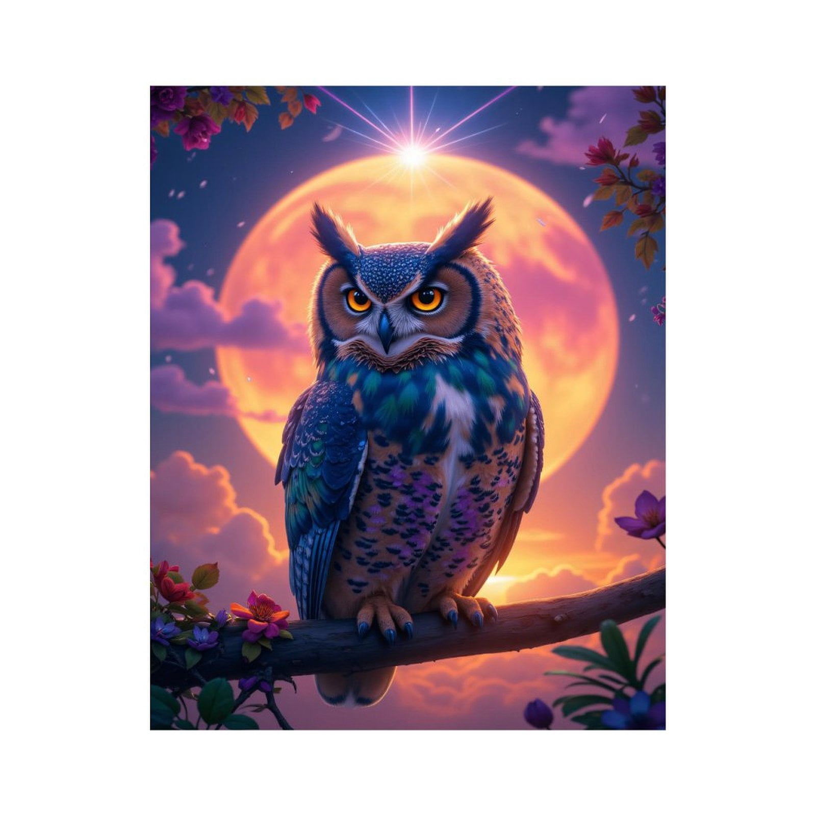 Paint by Numbers Kit for Adults, Night Owl Under Radiant Moon Paint by Numbers, Easy Paint by Numbers Kit for Adults Beginner, DIY Adult Paint by Number Kits on Canvas, Home Decor