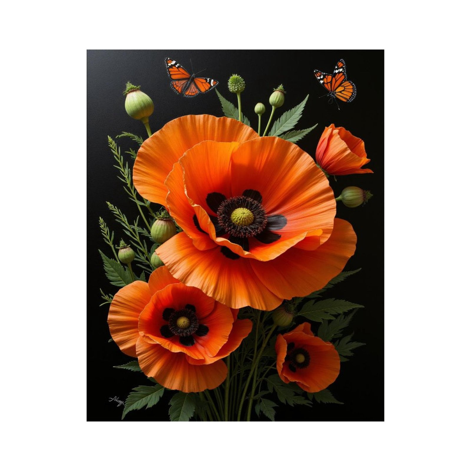 Paint by Numbers Kit for Adults, Orange Blossoms Monarch Butterflies ...