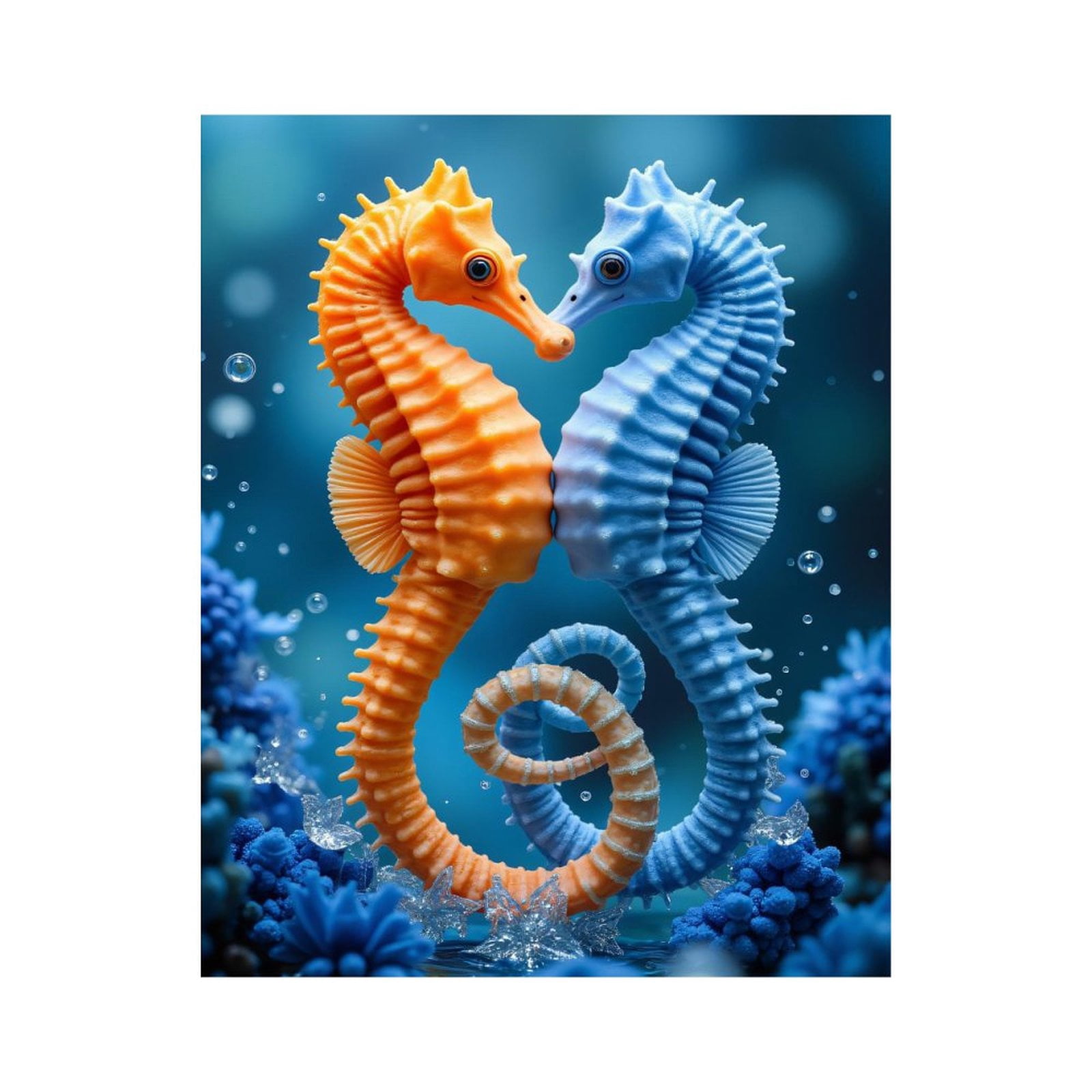 Paint by Numbers Kit for Adults, Orange Blue Seahorse Pair Ocean Paint by Numbers, Easy Paint by Numbers Kit for Adults Beginner, DIY Adult Paint by Number Kits on Canvas, 12x16in Home Decor