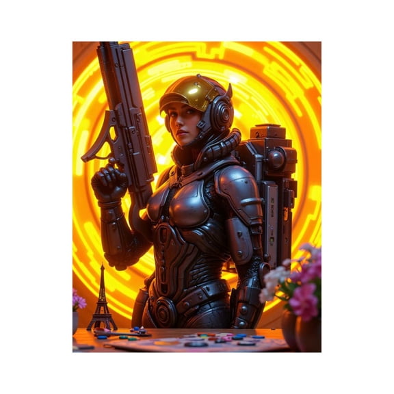 Paint by Numbers Kit for Adults, Orange Futuristic Soldier Cyber Helmet Paint by Numbers, Easy Paint by Numbers Kit for Adults Beginner, DIY Adult Paint by Number Kits on Canvas, Home Decor