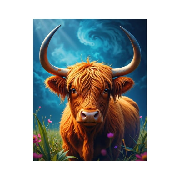 Paint by Numbers Kit for Adults, Orange Horned Creature In Meadow Paint by Numbers, Easy Paint by Numbers Kit for Adults Beginner, DIY Adult Paint by Number Kits on Canvas, 12x16in Home Decor