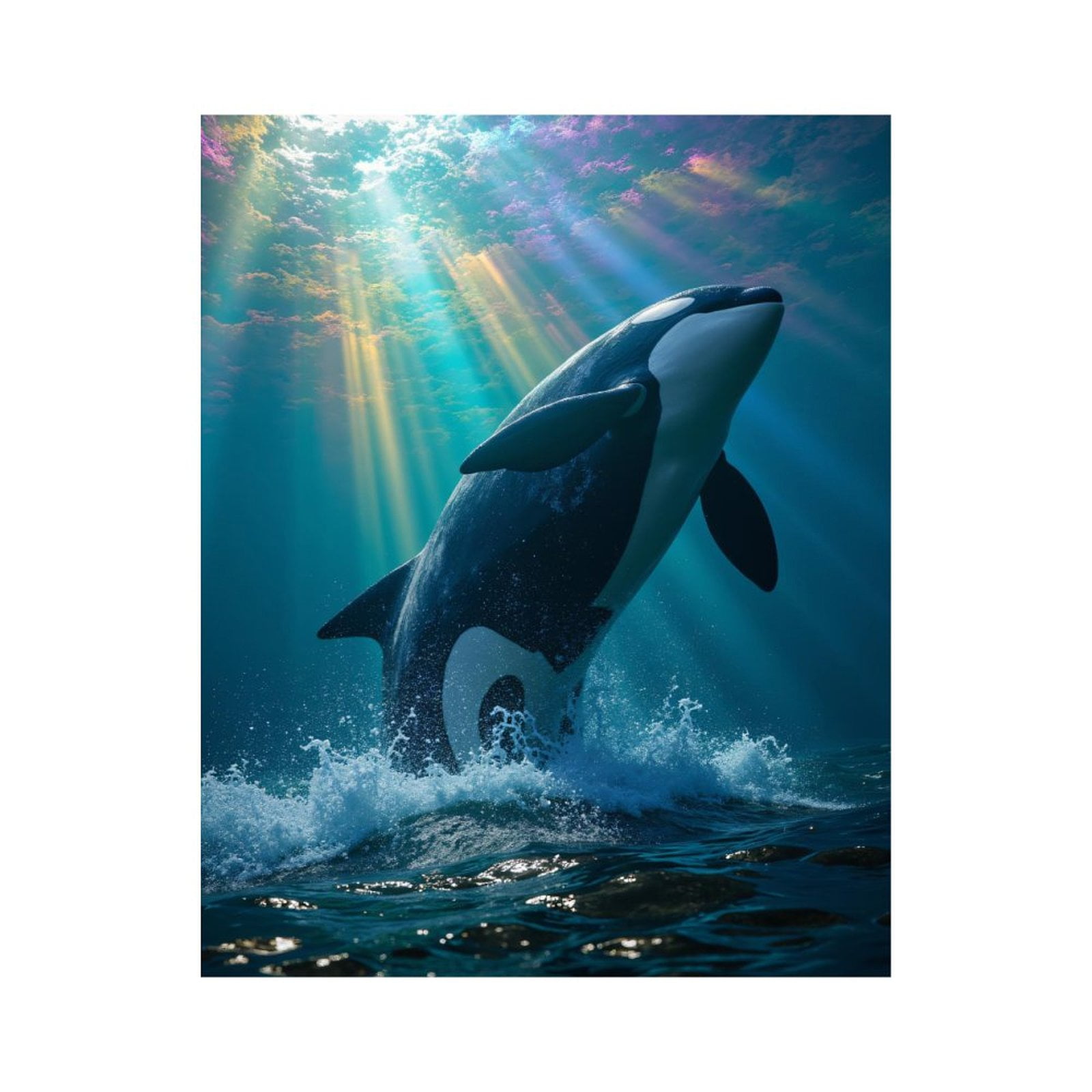 Paint by Numbers Kit for Adults, Orca Leaping Ocean Sunlight Rays Paint by Numbers, Easy Paint by Numbers Kit for Adults Beginner, DIY Adult Paint by Number Kits on Canvas, Home Decor