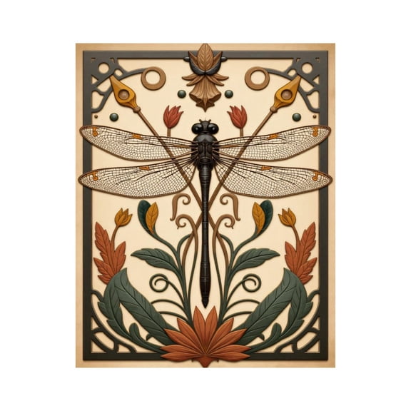 Paint by Numbers Kit for Adults, Ornate Dragonfly Art Nouveau Design Paint by Numbers, Easy Paint by Numbers Kit for Adults Beginner, DIY Adult Paint by Number Kits on Canvas, 12x16in Home Decor