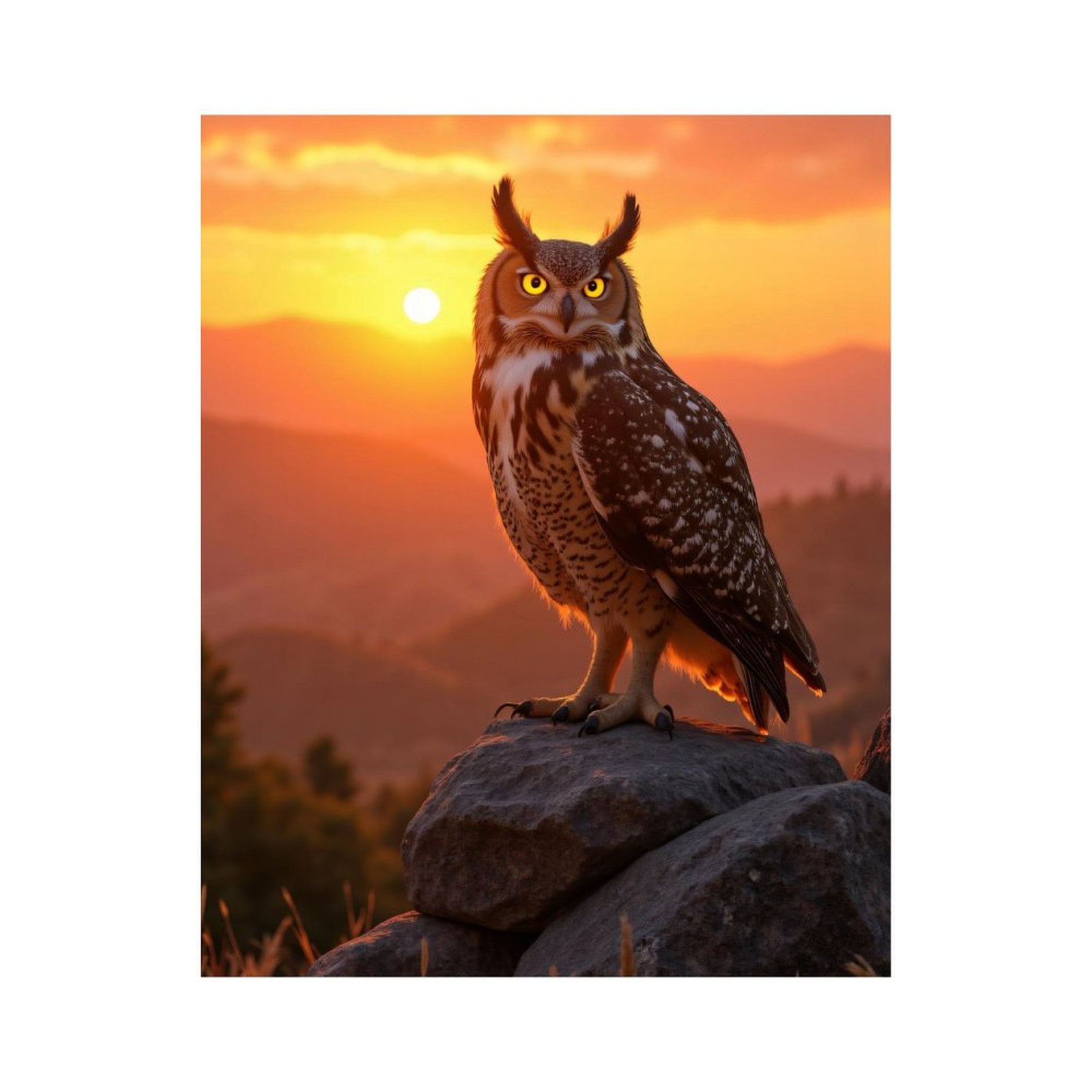 Paint by Numbers Kit for Adults, Owl Sunset Perched Rocks Scenic Paint by Numbers, Easy Paint by Numbers Kit for Adults Beginner, DIY Adult Paint by Number Kits on Canvas, Home Decor