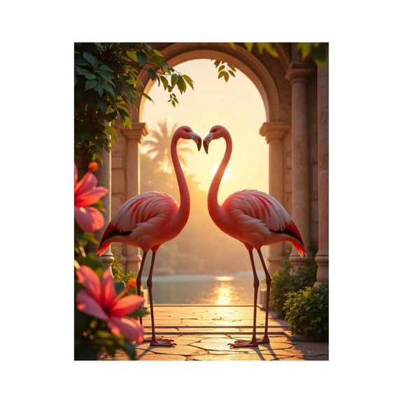 Paint by Numbers Kit for Adults, Pairs Flamingos Sunset Arch Garden Paint by Numbers, Easy Paint by Numbers Kit for Adults Beginner, DIY Adult Paint by Number Kits on Canvas, Home Decor