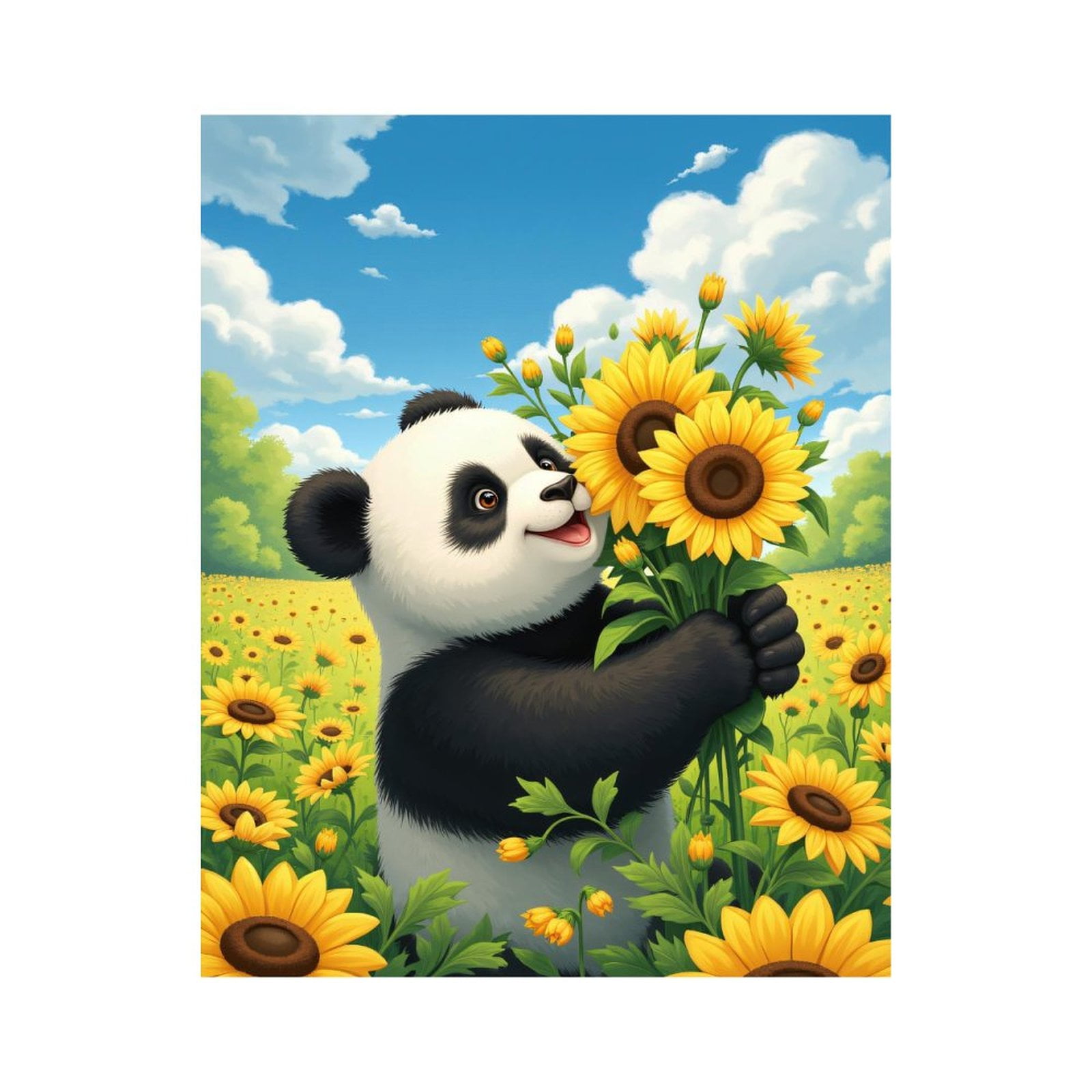 Paint by Numbers Kit for Adults, Panda Joyful Sunflower Field Paint by Numbers, Easy Paint by Numbers Kit for Adults Beginner, DIY Adult Paint by Number Kits on Canvas, 12x16in Home Decor