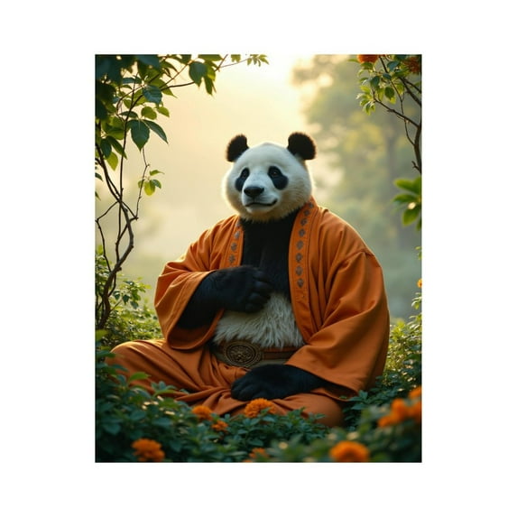 Paint by Numbers Kit for Adults, Panda Meditation Orange Robe Nature Paint by Numbers, Easy Paint by Numbers Kit for Adults Beginner, DIY Adult Paint by Number Kits on Canvas, 12x16in Home Decor