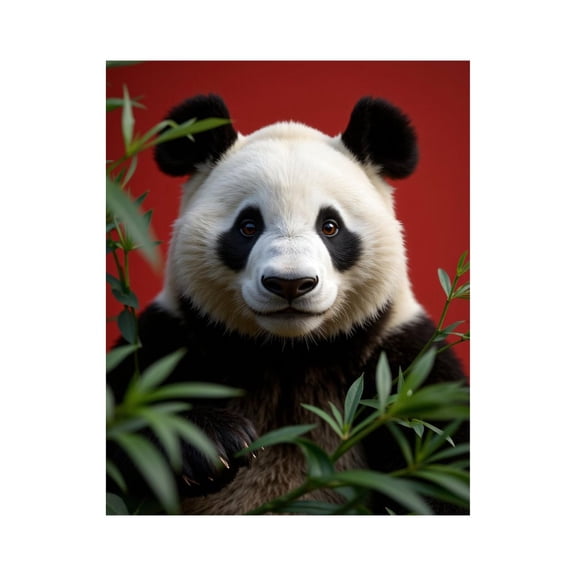 Paint by Numbers Kit for Adults, Panda Red Background Green Leaves Paint by Numbers, Easy Paint by Numbers Kit for Adults Beginner, DIY Adult Paint by Number Kits on Canvas, 12x16in Home Decor