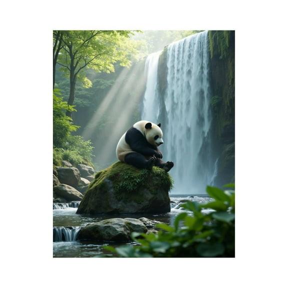 Paint by Numbers Kit for Adults, Panda Waterfall Nature Calm Moment Paint by Numbers, Easy Paint by Numbers Kit for Adults Beginner, DIY Adult Paint by Number Kits on Canvas, 12x16in Home Decor