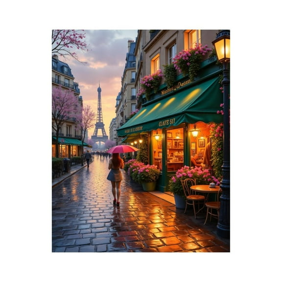 Paint by Numbers Kit for Adults, Paris Street Cafe Spring Evening Paint by Numbers, Easy Paint by Numbers Kit for Adults Beginner, DIY Adult Paint by Number Kits on Canvas, Home Decor