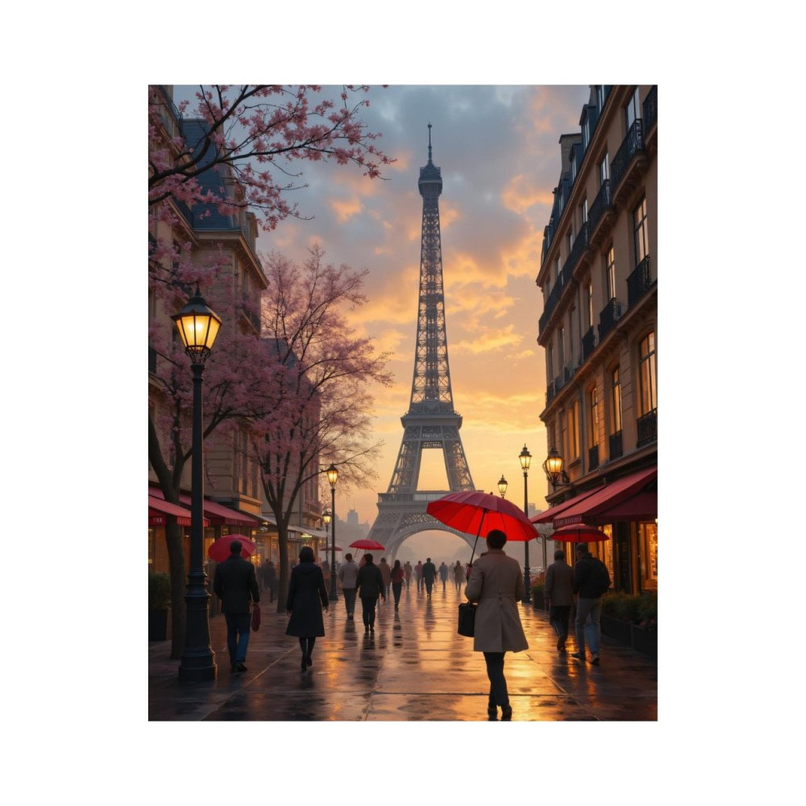 Paint by Numbers Kit for Adults, Paris Street Sunset Red Umbrellas Paint by Numbers, Easy Paint by Numbers Kit for Adults Beginner, DIY Adult Paint by Number Kits on Canvas, Home Decor