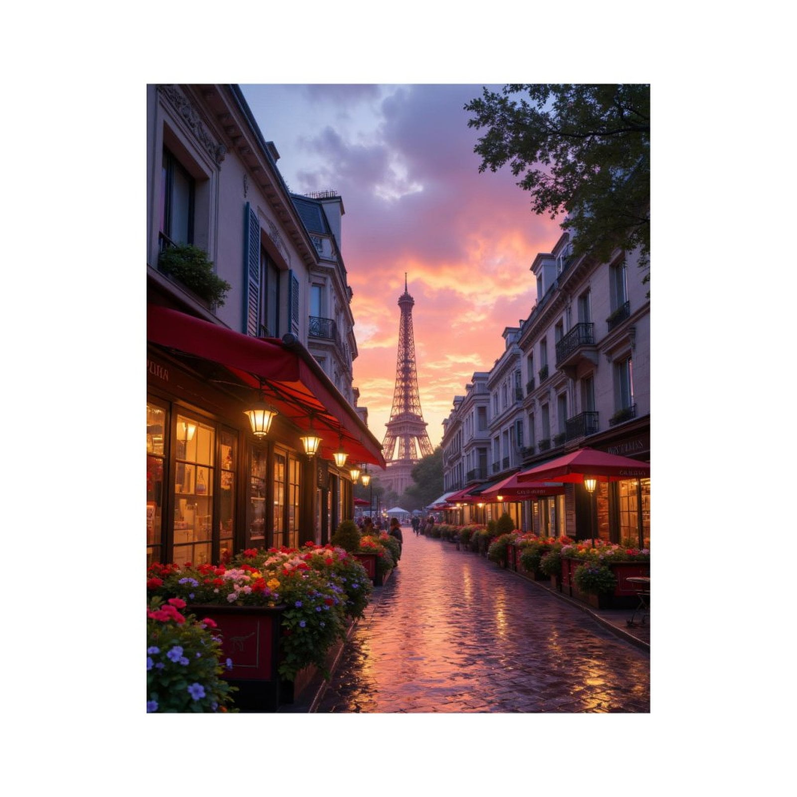 Paint by Numbers Kit for Adults, Paris Sunset Street View Eiffel Tower Paint by Numbers, Easy Paint by Numbers Kit for Adults Beginner, DIY Adult Paint by Number Kits on Canvas, 12x16in Home Decor