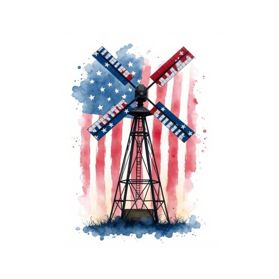 Paint by Numbers Kit for Adults, Patriotic Windmill Watercolor Art Paint by Numbers, Easy Paint by Numbers Kit for Adults Beginner, DIY Adult Paint by Number Kits on Canvas, Home Decor