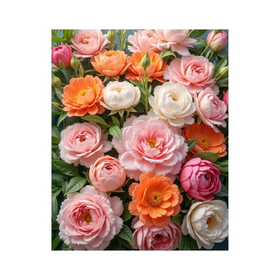 Paint by Numbers Kit for Adults, Peach Pink Floral Bloom Arrangement Paint by Numbers, Easy Paint by Numbers Kit for Adults Beginner, DIY Adult Paint by Number Kits on Canvas, Home Decor