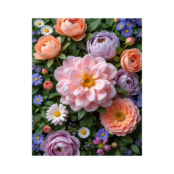 Paint by Numbers Kit for Adults, Peach Pink Floral Blooms Pattern Paint by Numbers, Easy Paint by Numbers Kit for Adults Beginner, DIY Adult Paint by Number Kits on Canvas, 12x16in Home Decor