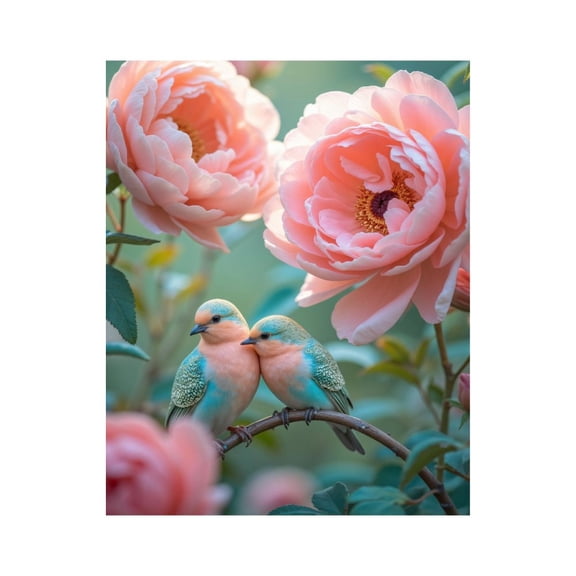 Paint by Numbers Kit for Adults, Peach Roses Blue Birds Beauty Paint by Numbers, Easy Paint by Numbers Kit for Adults Beginner, DIY Adult Paint by Number Kits on Canvas, 12x16in Home Decor