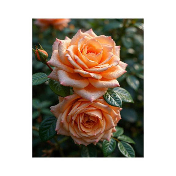 Paint by Numbers Kit for Adults, Peach Roses Dewy Petals Garden Paint by Numbers, Easy Paint by Numbers Kit for Adults Beginner, DIY Adult Paint by Number Kits on Canvas, 12x16in Home Decor