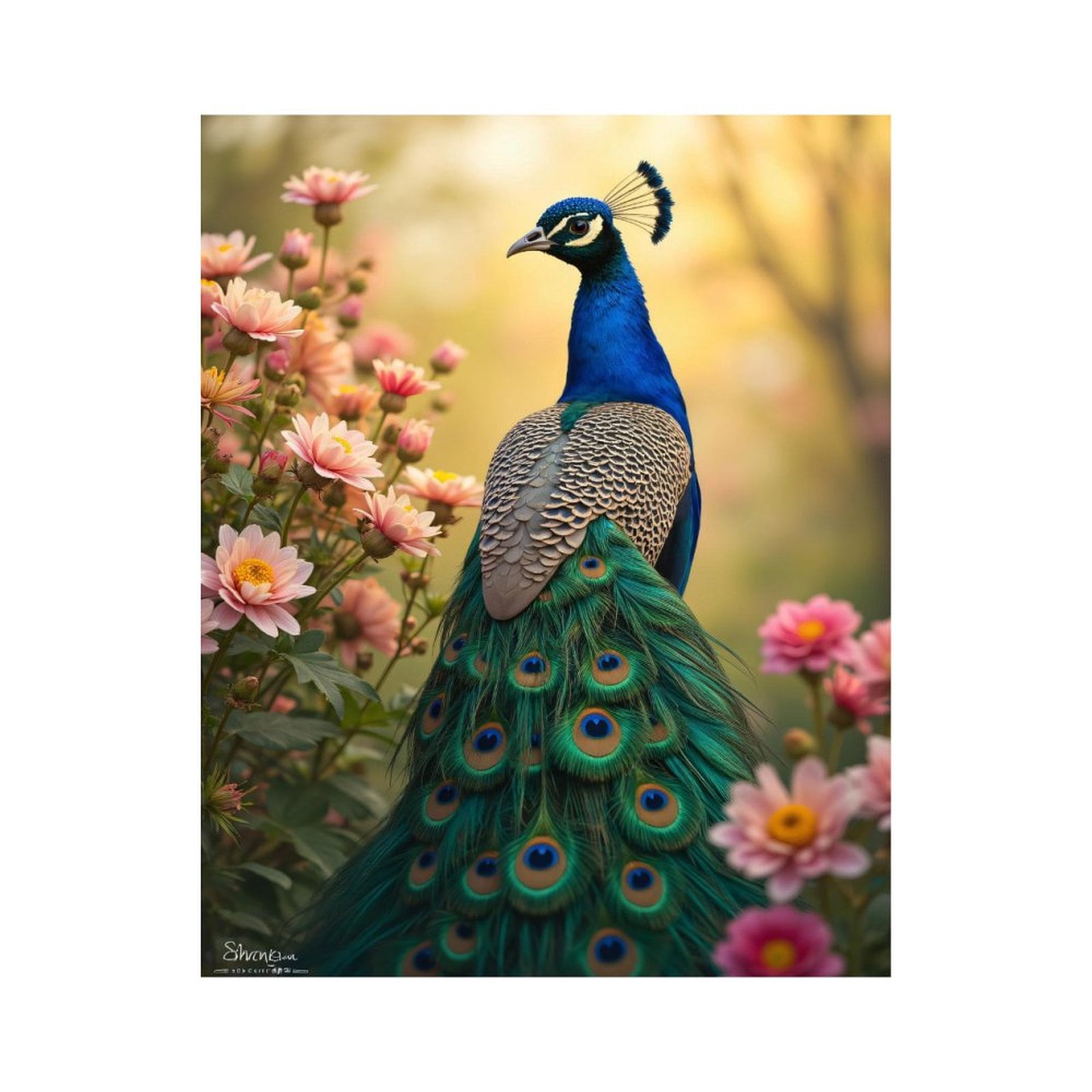 Paint by Numbers Kit for Adults, Peacock Among Floral Blooms Paint by Numbers, Easy Paint by Numbers Kit for Adults Beginner, DIY Adult Paint by Number Kits on Canvas, 12x16in Home Decor