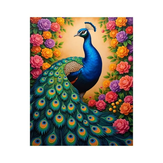 Paint by Numbers Kit for Adults, Peacock Blooms Vibrant Garden Paint by Numbers, Easy Paint by Numbers Kit for Adults Beginner, DIY Adult Paint by Number Kits on Canvas, 12x16in Home Decor