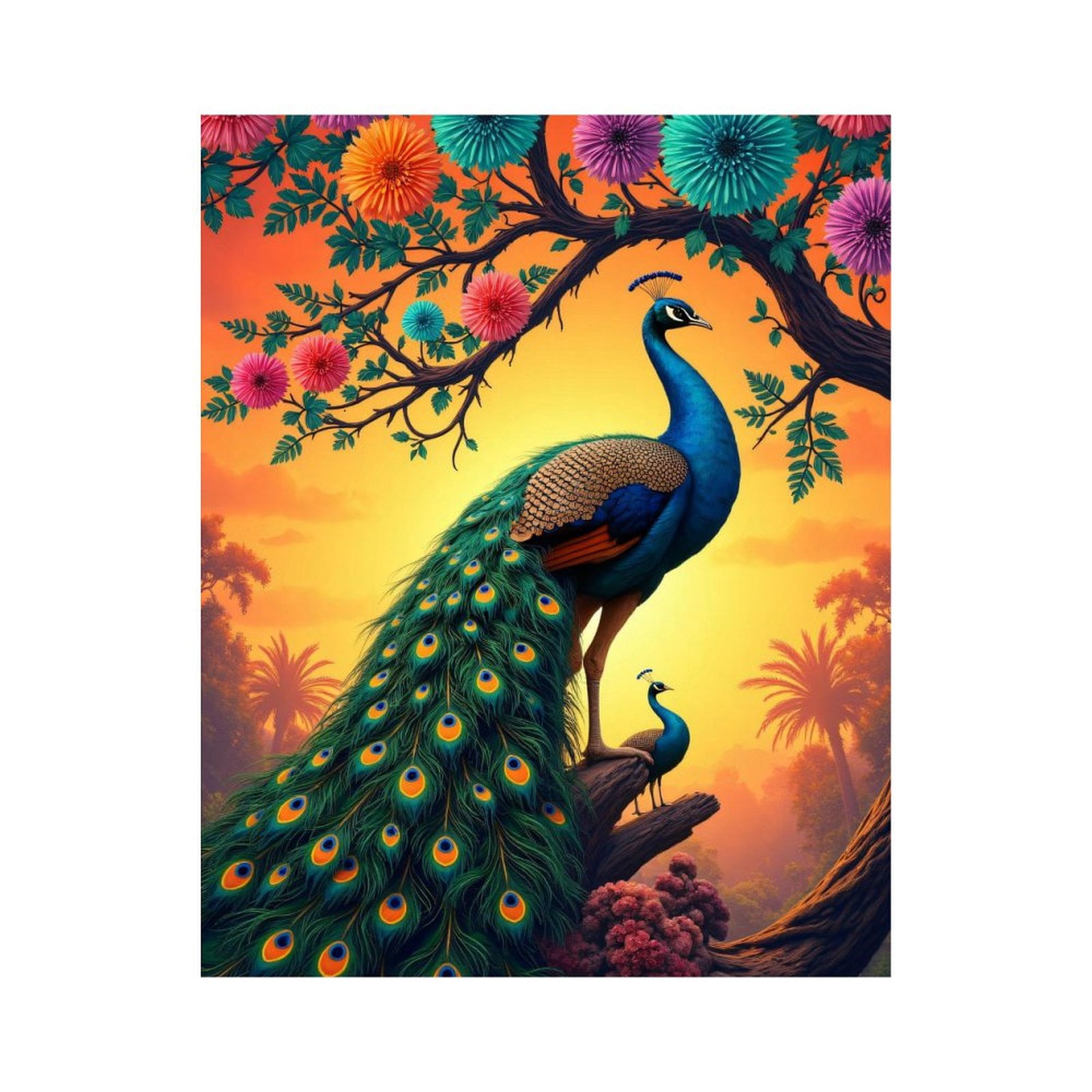 Paint by Numbers Kit for Adults, Peacock Paradise Sunset Fantasy Paint by Numbers, Easy Paint by Numbers Kit for Adults Beginner, DIY Adult Paint by Number Kits on Canvas, Home Decor
