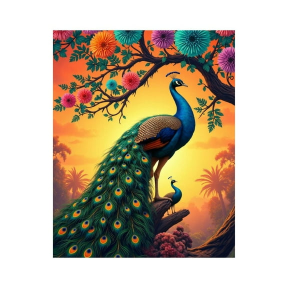 Paint by Numbers Kit for Adults, Peacock Paradise Sunset Fantasy Paint by Numbers, Easy Paint by Numbers Kit for Adults Beginner, DIY Adult Paint by Number Kits on Canvas, Home Decor