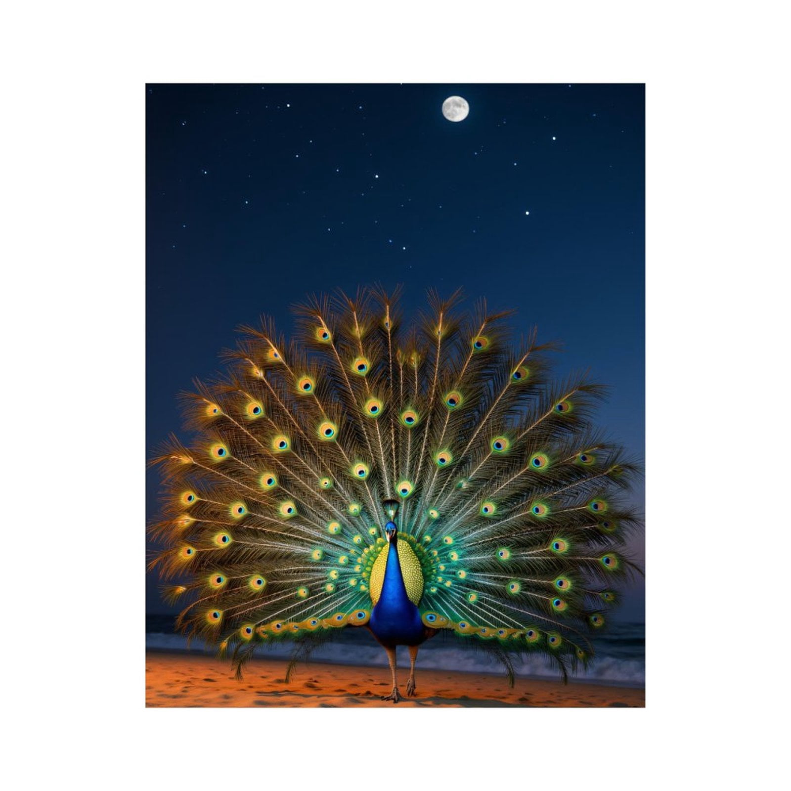 Paint by Numbers Kit for Adults, Peacock Under Starry Night Sky Paint ...