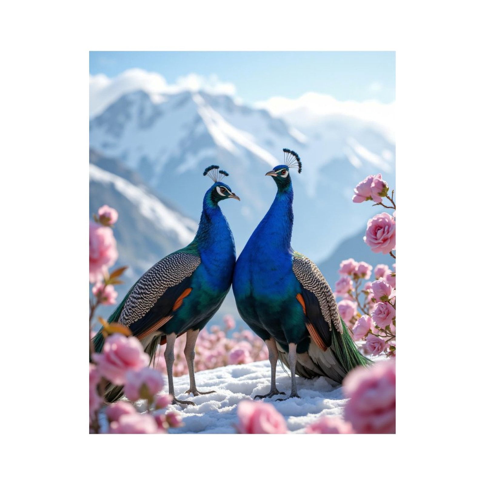 Paint by Numbers Kit for Adults, Peacocks Snowy Mountains Roses Paint by Numbers, Easy Paint by Numbers Kit for Adults Beginner, DIY Adult Paint by Number Kits on Canvas, Home Decor