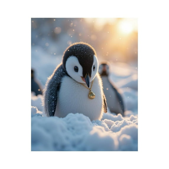 Paint by Numbers Kit for Adults, Penguin Cold Sunrise Necklace Snow Paint by Numbers, Easy Paint by Numbers Kit for Adults Beginner, DIY Adult Paint by Number Kits on Canvas, Home Decor