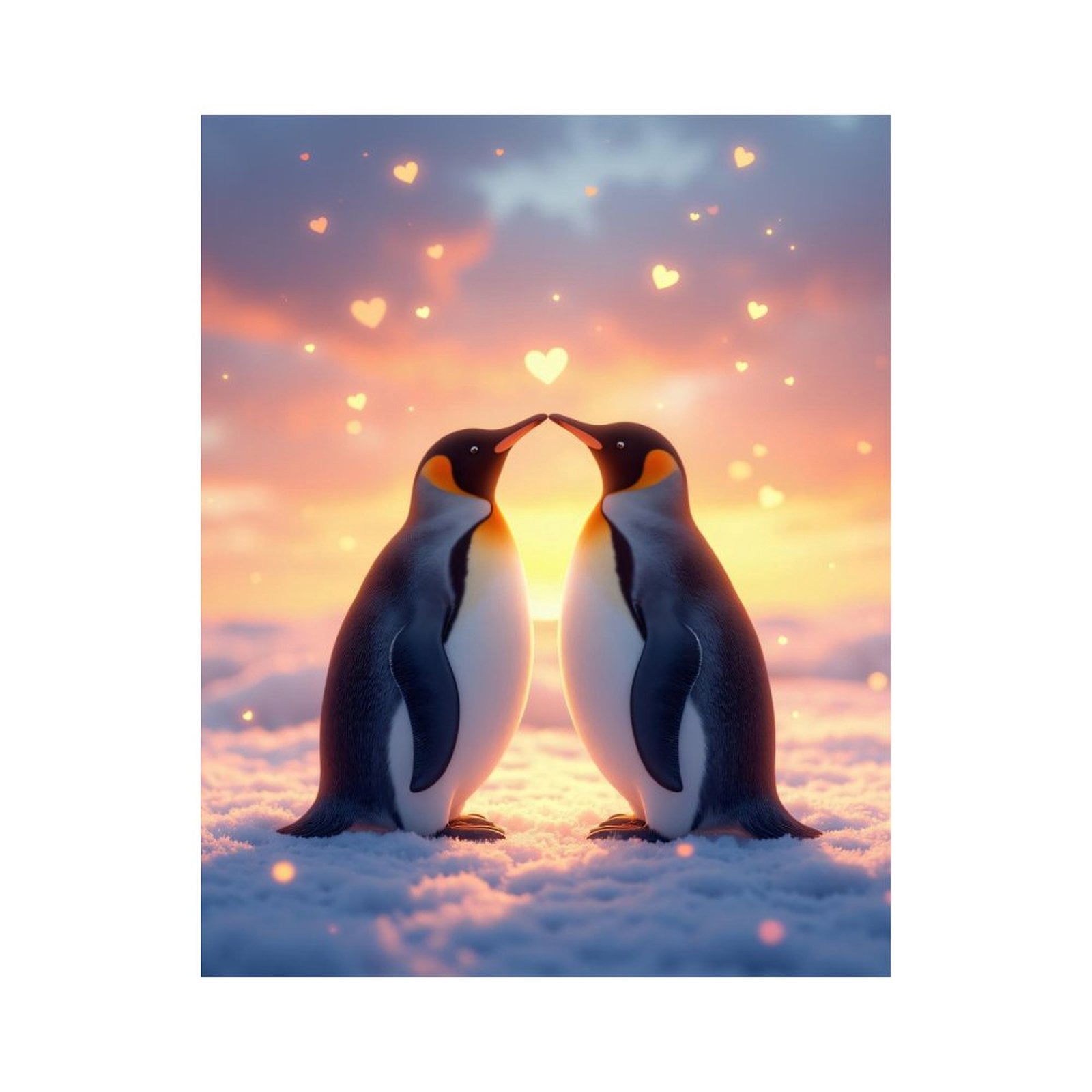Paint by Numbers Kit for Adults, Penguins Sunset Love Hearts Snow Paint by Numbers, Easy Paint by Numbers Kit for Adults Beginner, DIY Adult Paint by Number Kits on Canvas, Home Decor