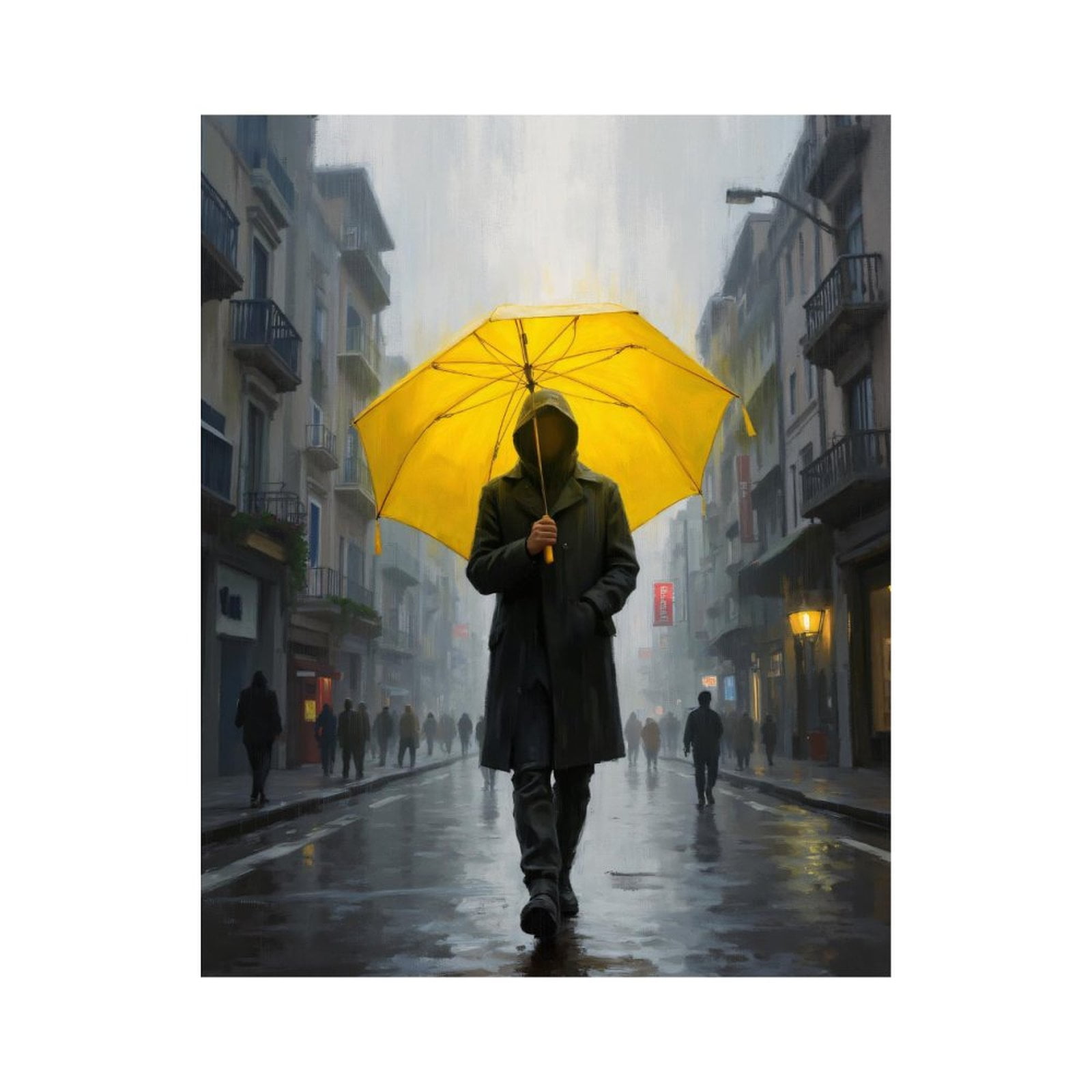 Paint by Numbers Kit for Adults, Person Yellow Umbrella Rainy Street Paint by Numbers, Easy Paint by Numbers Kit for Adults Beginner, DIY Adult Paint by Number Kits on Canvas, 12x16in Home Decor