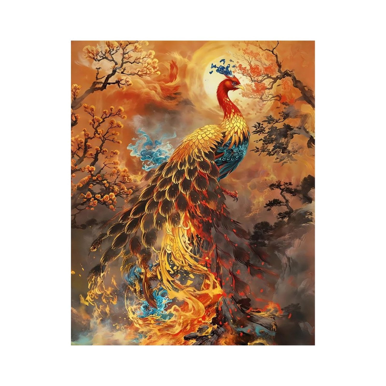 Paint by Numbers Kit for Adults, Phoenix Blossoms Golden Hues Art Paint by Numbers, Easy Paint by Numbers Kit for Adults Beginner, DIY Adult Paint by Number Kits on Canvas, Home Decor