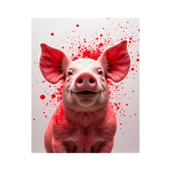 Paint by Numbers Kit for Adults, Pig Pink Ears Splatter Art Paint by Numbers, Easy Paint by Numbers Kit for Adults Beginner, DIY Adult Paint by Number Kits on Canvas, 12x16in Home Decor