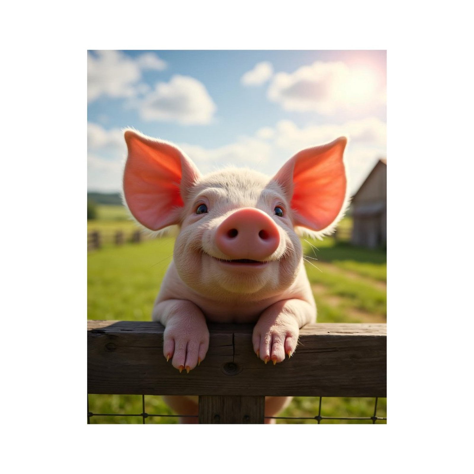 Paint by Numbers Kit for Adults, Piglet Joyful Farm Fence Sunshine Paint by Numbers, Easy Paint by Numbers Kit for Adults Beginner, DIY Adult Paint by Number Kits on Canvas, Home Decor