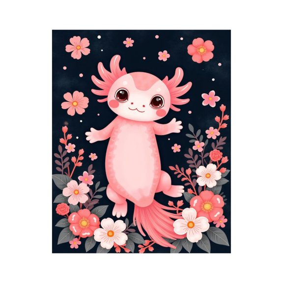 Paint by Numbers Kit for Adults, Pink Creature Surrounded By Flowers Paint by Numbers, Easy Paint by Numbers Kit for Adults Beginner, DIY Adult Paint by Number Kits on Canvas, 12x16in Home Decor