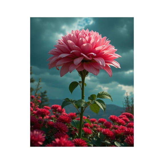 Paint by Numbers Kit for Adults, Pink Dahlia Bloom Cloudy Skies Paint by Numbers, Easy Paint by Numbers Kit for Adults Beginner, DIY Adult Paint by Number Kits on Canvas, Home Decor