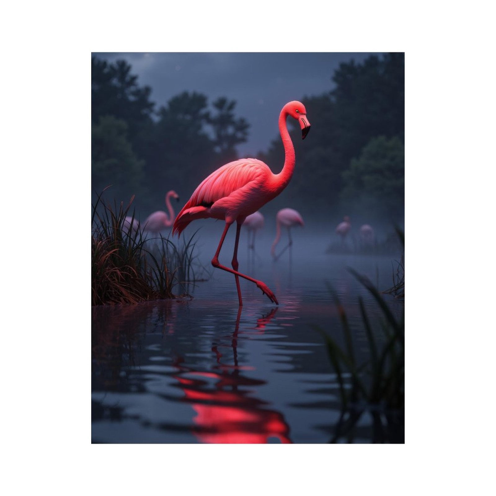 Paint by Numbers Kit for Adults, Pink Flamingo In Misty Waters Paint by Numbers, Easy Paint by Numbers Kit for Adults Beginner, DIY Adult Paint by Number Kits on Canvas, Home Decor