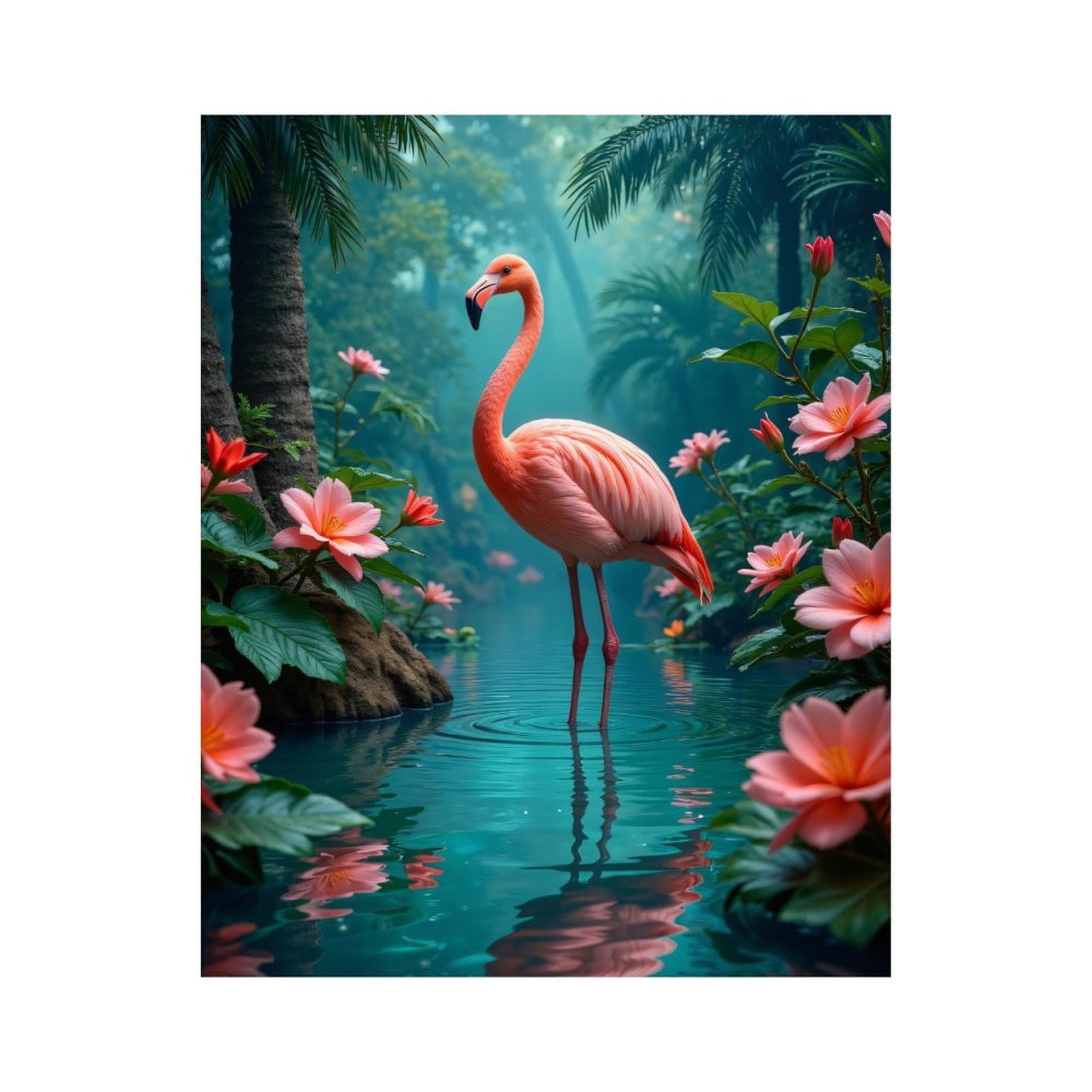 Paint by Numbers Kit for Adults, Pink Flamingo Tropical Paradise Paint by Numbers, Easy Paint by Numbers Kit for Adults Beginner, DIY Adult Paint by Number Kits on Canvas, Home Decor