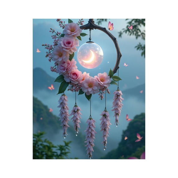 Paint by Numbers Kit for Adults, Pink Floral Dreamcatcher Scene Paint by Numbers, Easy Paint by Numbers Kit for Adults Beginner, DIY Adult Paint by Number Kits on Canvas, Home Decor