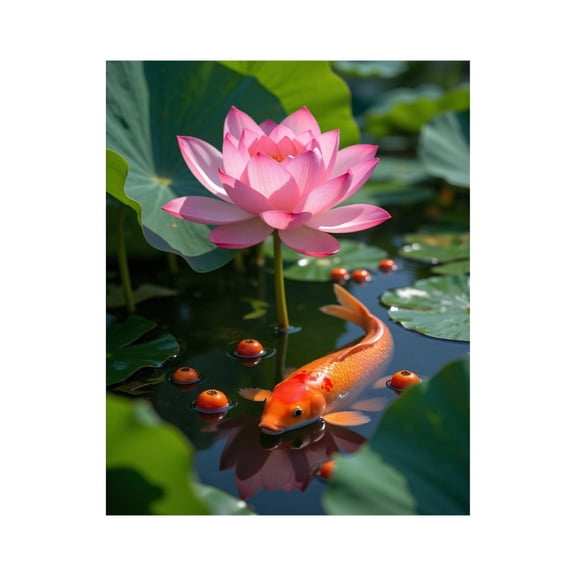 Paint by Numbers Kit for Adults, Pink Lotus Koi Pond Nature Scene Paint by Numbers, Easy Paint by Numbers Kit for Adults Beginner, DIY Adult Paint by Number Kits on Canvas, 12x16in Home Decor