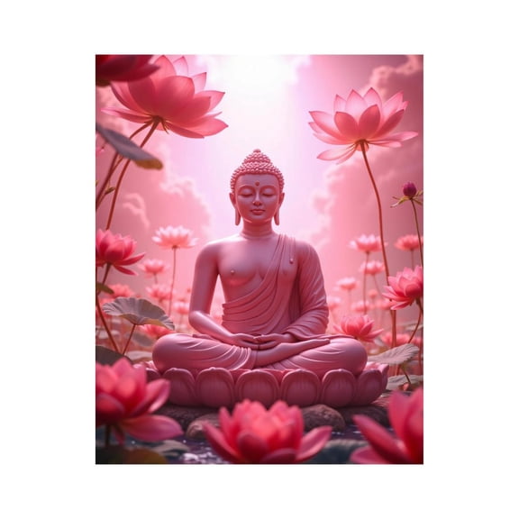 Paint by Numbers Kit for Adults, Pink Lotus Meditation Scene Paint by Numbers, Easy Paint by Numbers Kit for Adults Beginner, DIY Adult Paint by Number Kits on Canvas, 12x16in Home Decor