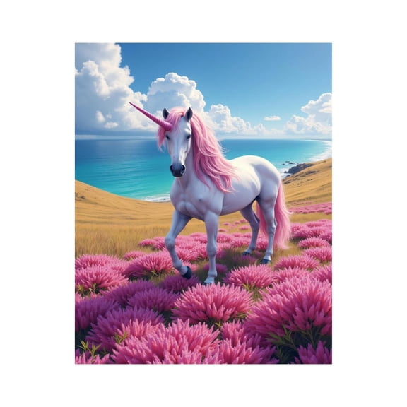 Paint by Numbers Kit for Adults, Pink Meadow Mythical Creature Coastline Paint by Numbers, Easy Paint by Numbers Kit for Adults Beginner, DIY Adult Paint by Number Kits on Canvas, Home Decor