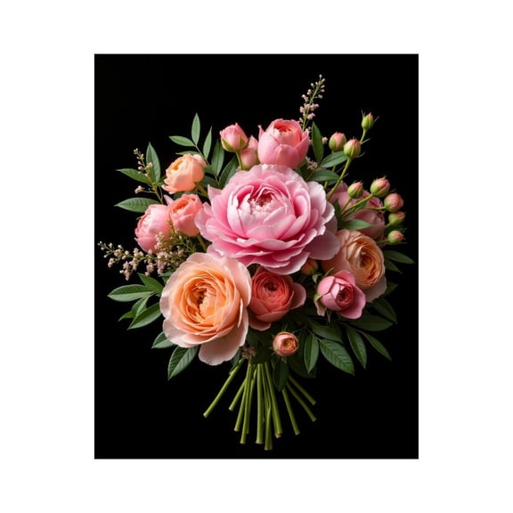 Paint by Numbers Kit for Adults, Pink Peach Floral Bouquet Blossom Paint by Numbers, Easy Paint by Numbers Kit for Adults Beginner, DIY Adult Paint by Number Kits on Canvas, Home Decor